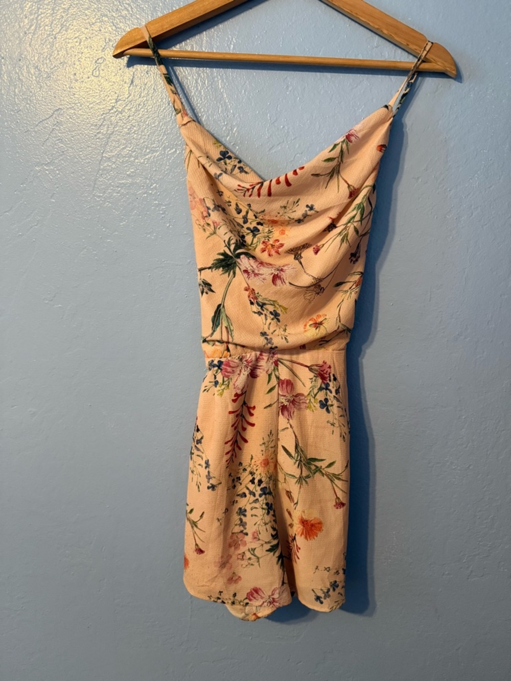 Indikas Floral Peach Cowl Neck Summer Dress